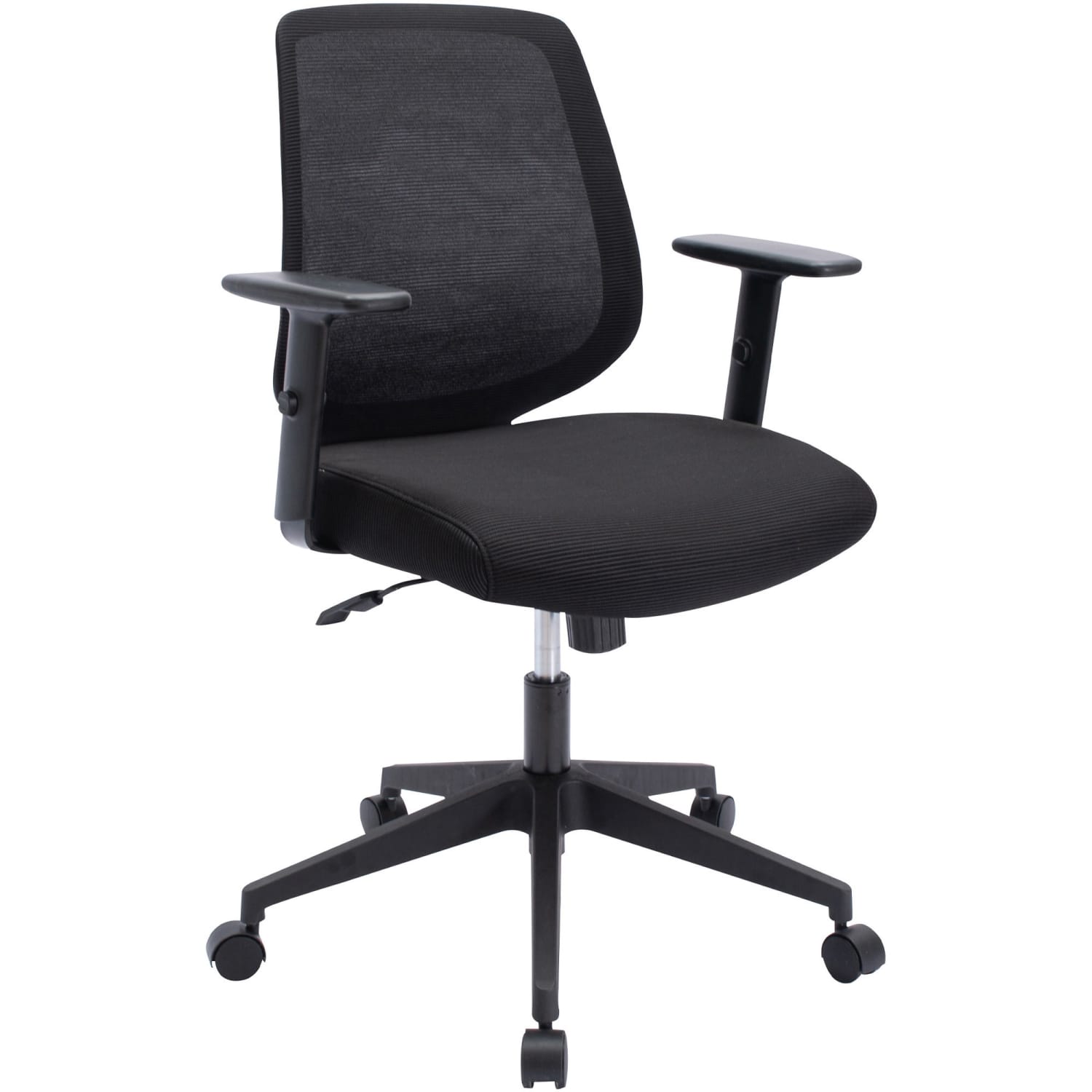 NuSparc Mid Back Task Chair  Fabric Back Material  Mid Back  5 star Base  Black  Armrest  1 Each PopularChairscom