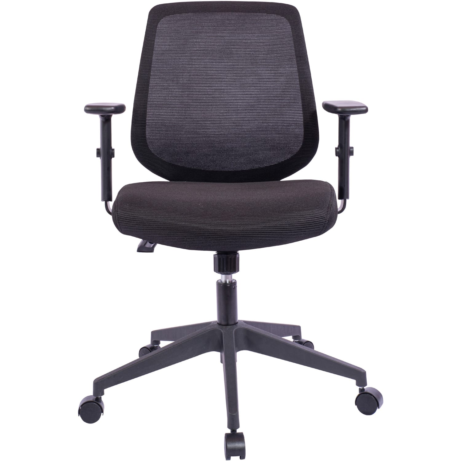 NuSparc Mid Back Task Chair  Fabric Back Material  Mid Back  5 star Base  Black  Armrest  1 Each PopularChairscom