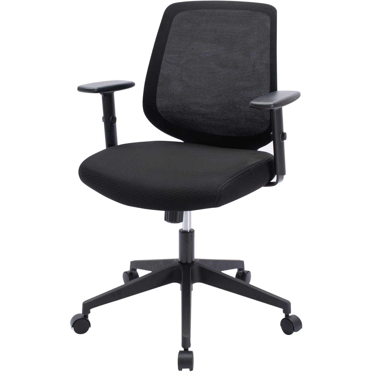 NuSparc Mid Back Task Chair  Fabric Back Material  Mid Back  5 star Base  Black  Armrest  1 Each PopularChairscom