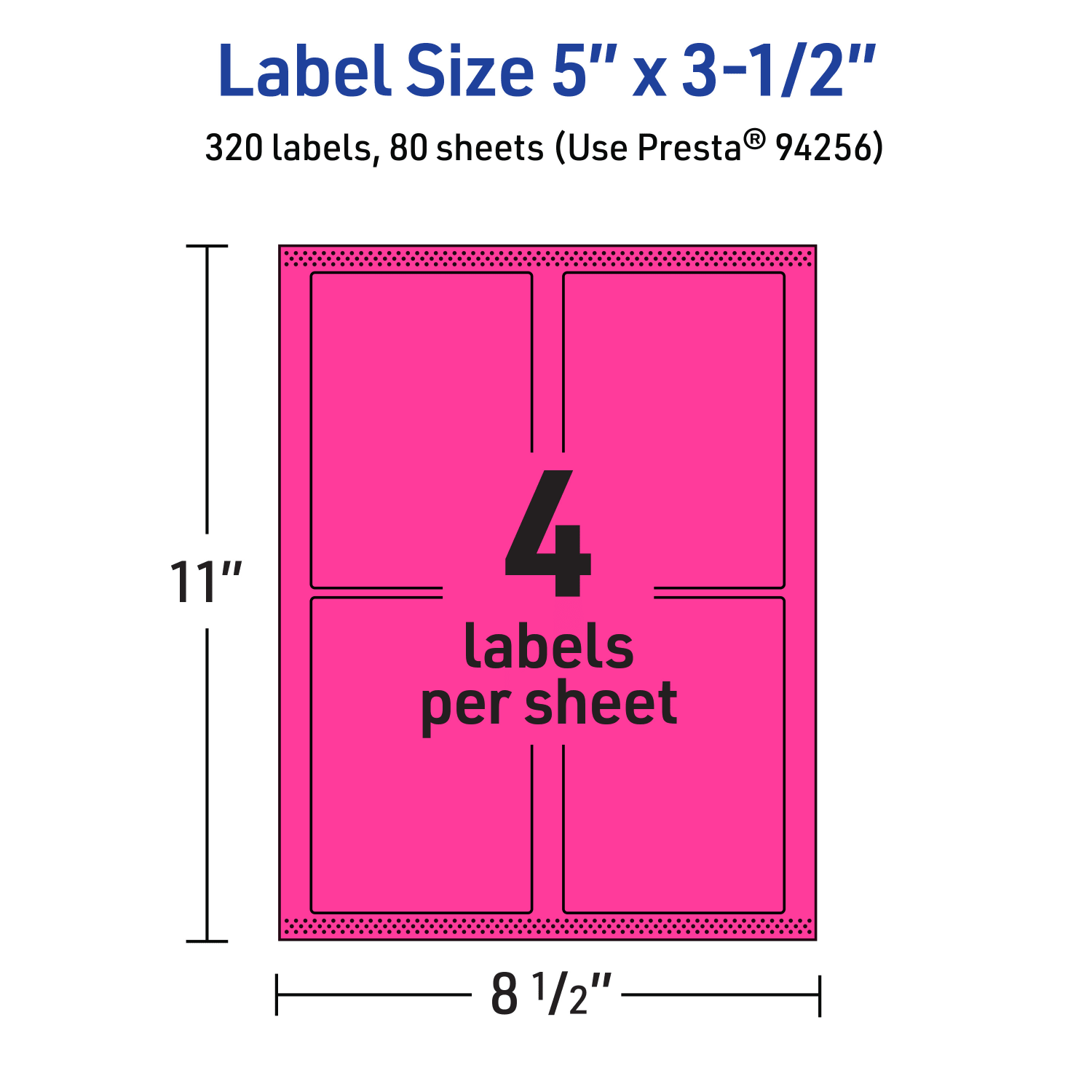 Avery Printable Labels With Sure Feed Technology, 94256-NMP80, Rectangle, 5in x 3-1/2in, Matte Neon Magenta, Pack of 320 - Image 6