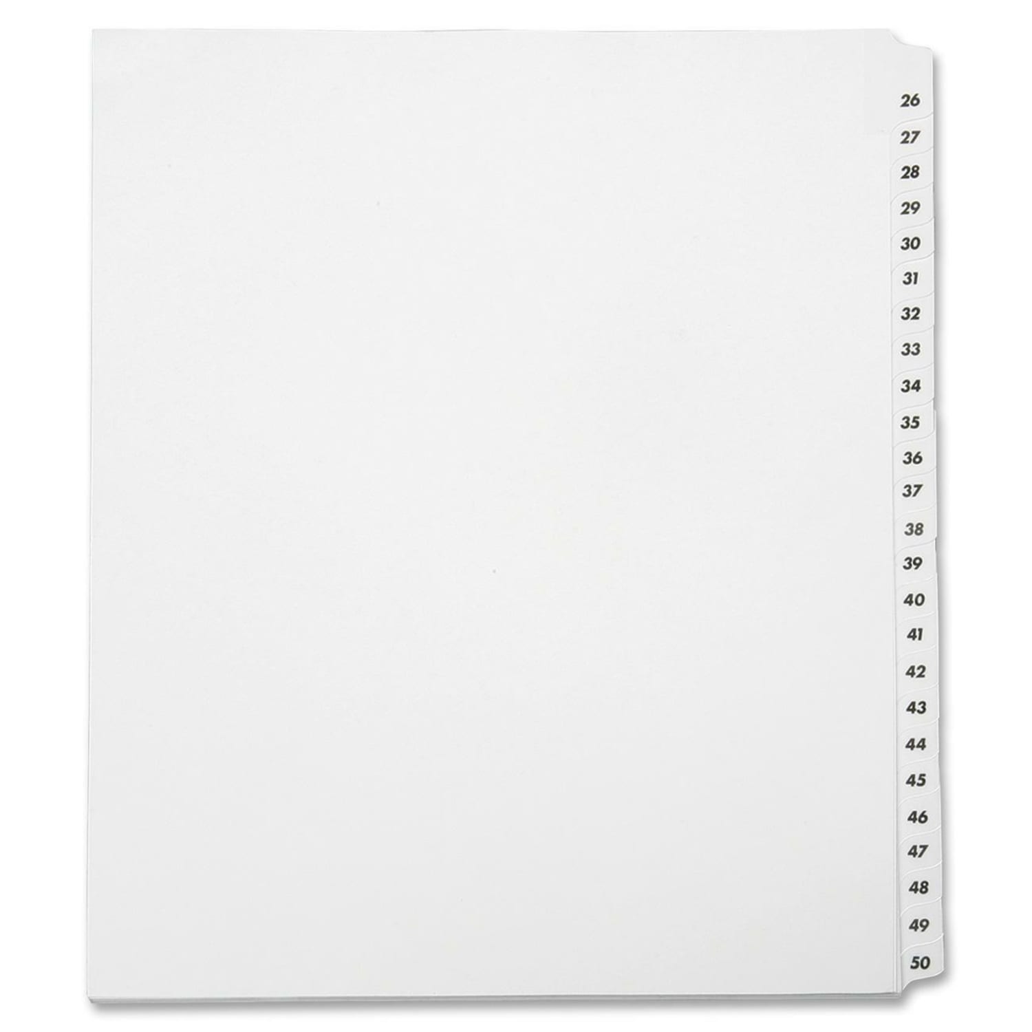 SKILCRAFT Index Divider Sheets With Numerical Tabs, 26-50, Letter Size, Clear, Set Of 25 (AbilityOne 7530-01-407-2248) - Image 3