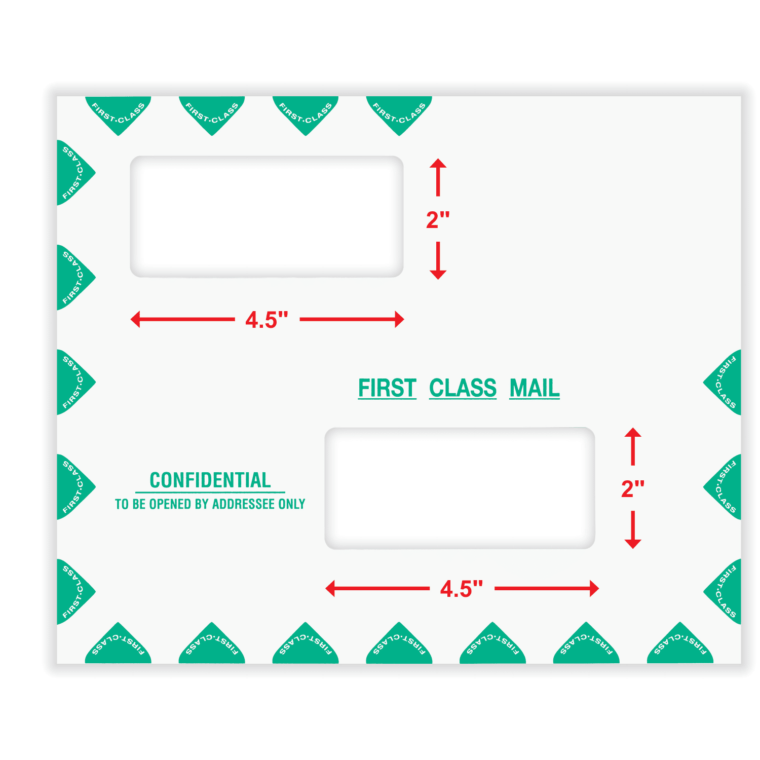 ComplyRight First Class Double Window Tax Mailer Envelope, Offset Windows, White/Green, Self-Seal, 9-1/2in x 11-1/2in, Pack of 50 - PEV22 - Image 4