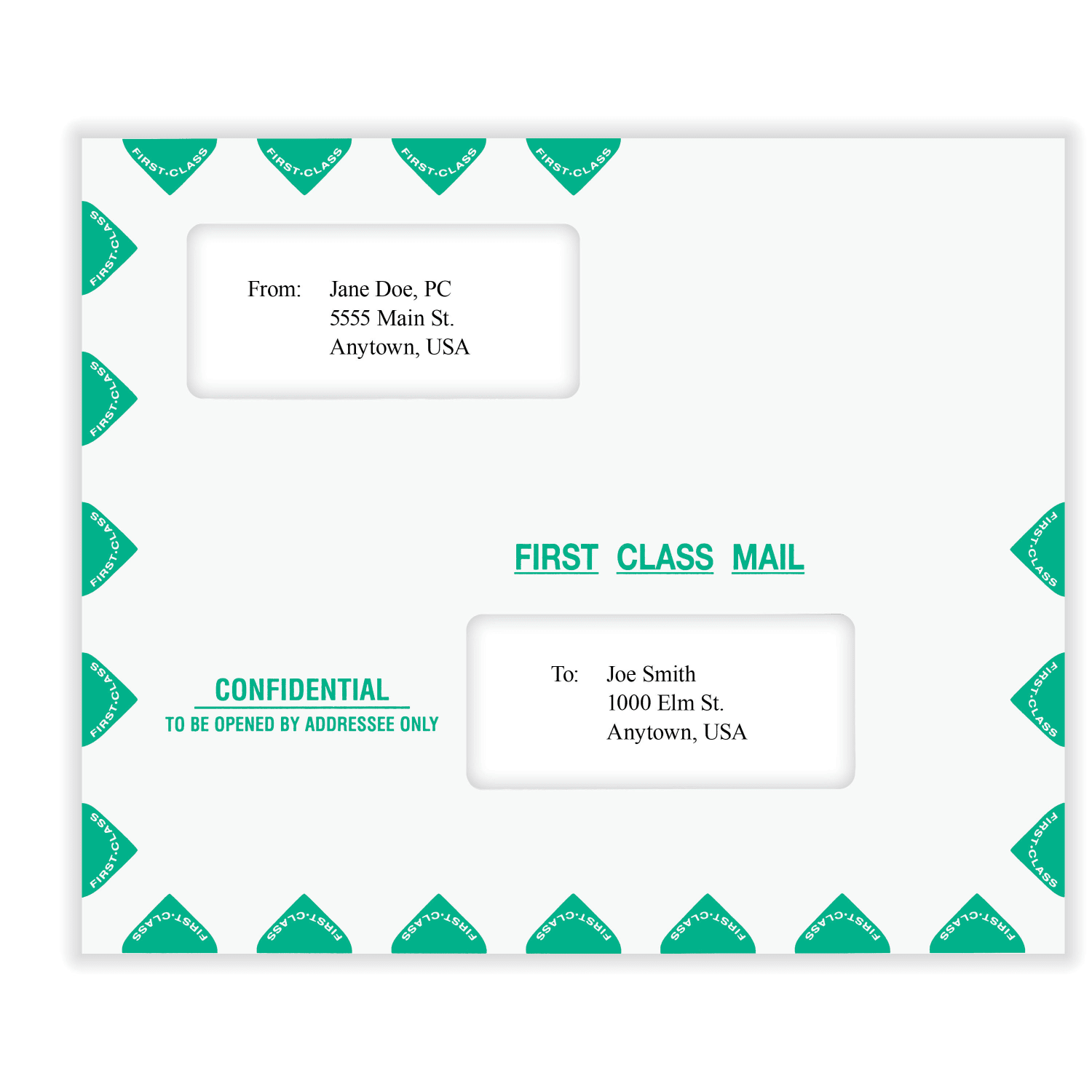 ComplyRight First Class Double Window Tax Mailer Envelope, Offset Windows, White/Green, Self-Seal, 9-1/2in x 11-1/2in, Pack of 50 - PEV22 - Image 6