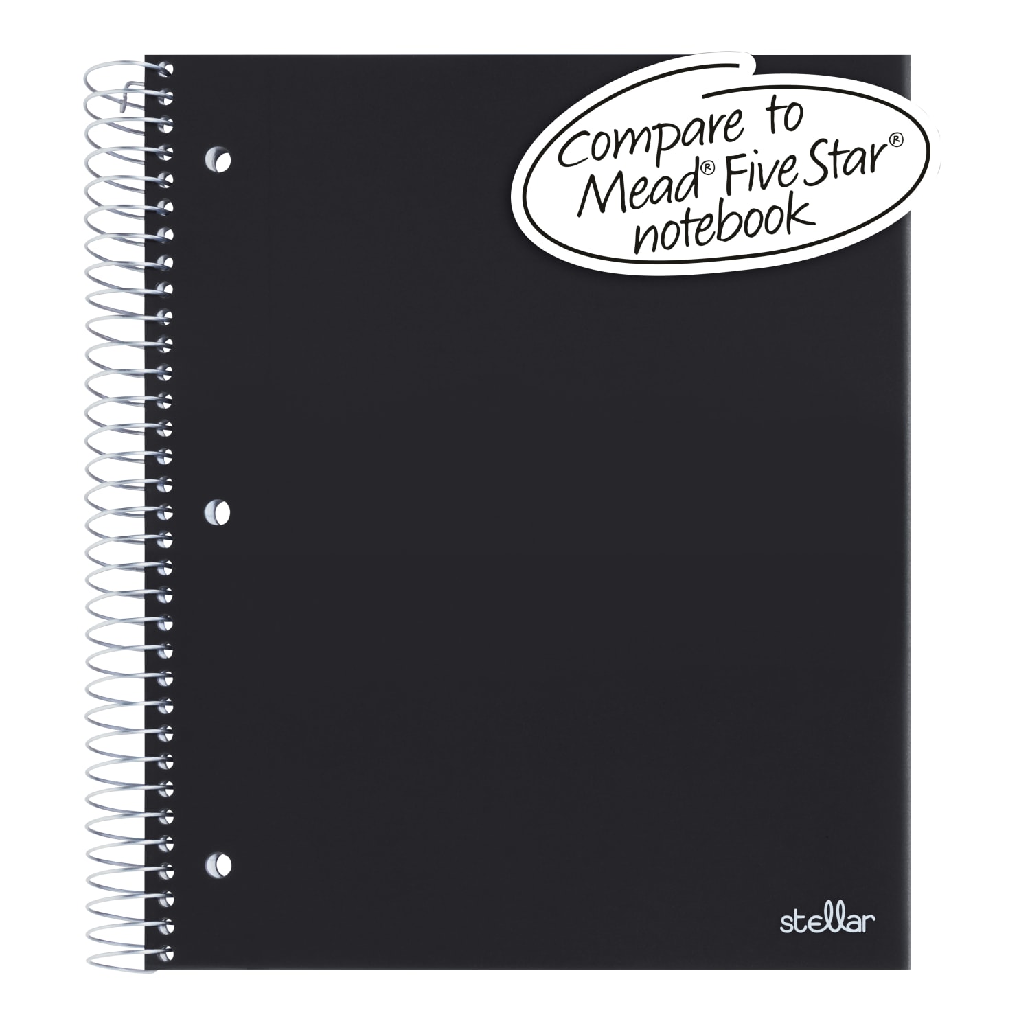 Office Depot Brand Stellar Poly Notebook, 8-1/2in x 11in, 3 Subject, College Ruled, 150 Sheets, Black - Image 3