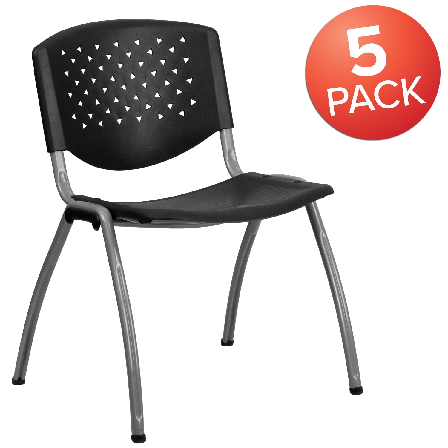 Flash Furniture HERCULES Series Plastic Stack Chairs Black Set Of 5 Chairs PopularChairscom