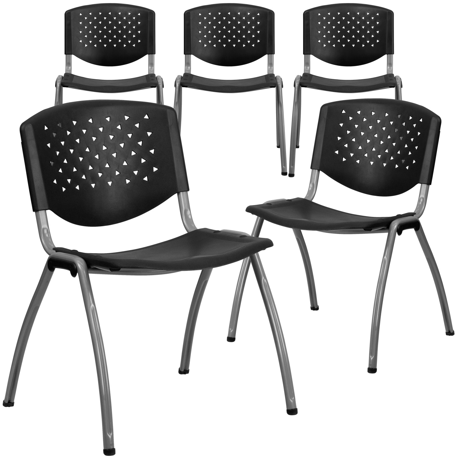 Flash Furniture HERCULES Series Plastic Stack Chairs Black Set Of 5 Chairs PopularChairscom