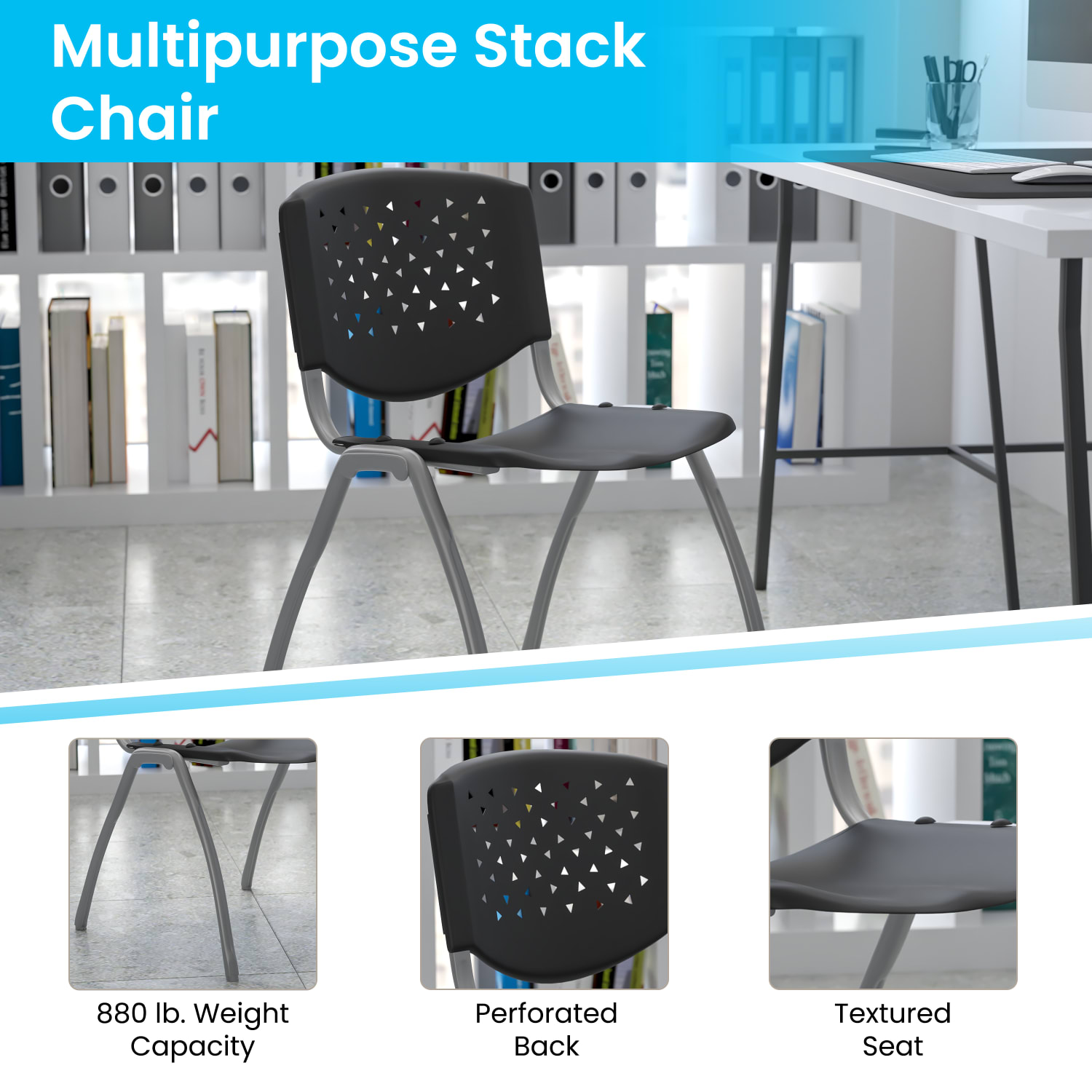 Flash Furniture HERCULES Series Plastic Stack Chairs Black Set Of 5 Chairs PopularChairscom