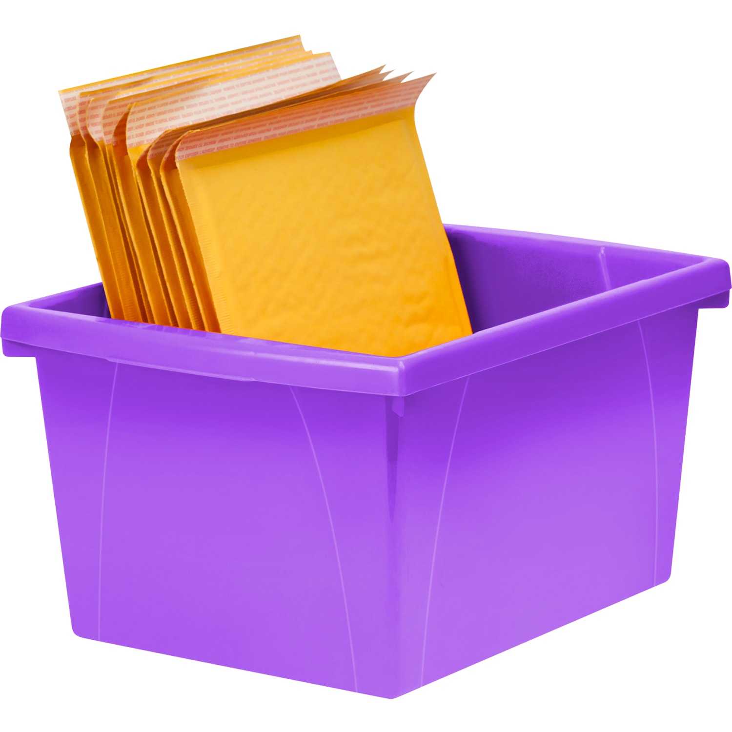 Storex Classroom Storage Bins, 4 Gallon, 7-15/16inH x 11-5/16inW x 13-5/8inD, Purple, Pack Of 3 Bins - Image 4
