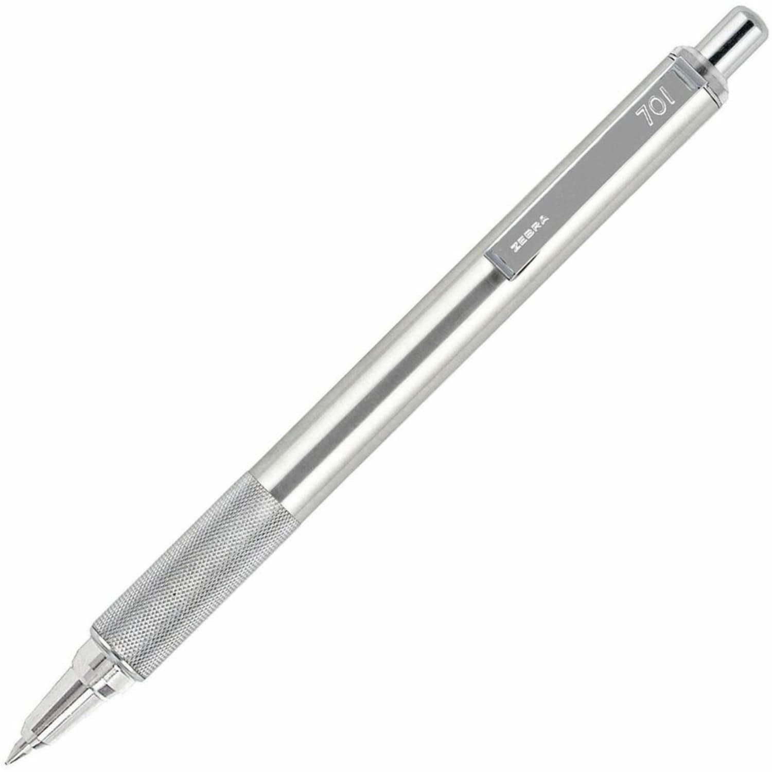 Zebra Pen STEEL 7 Series F-701 Retractable Ballpoint Pen - 0.7 mm Pen Point Size - Refillable - Retractable - Black - Stainless Steel Barrel - 6 / Box - Image 4
