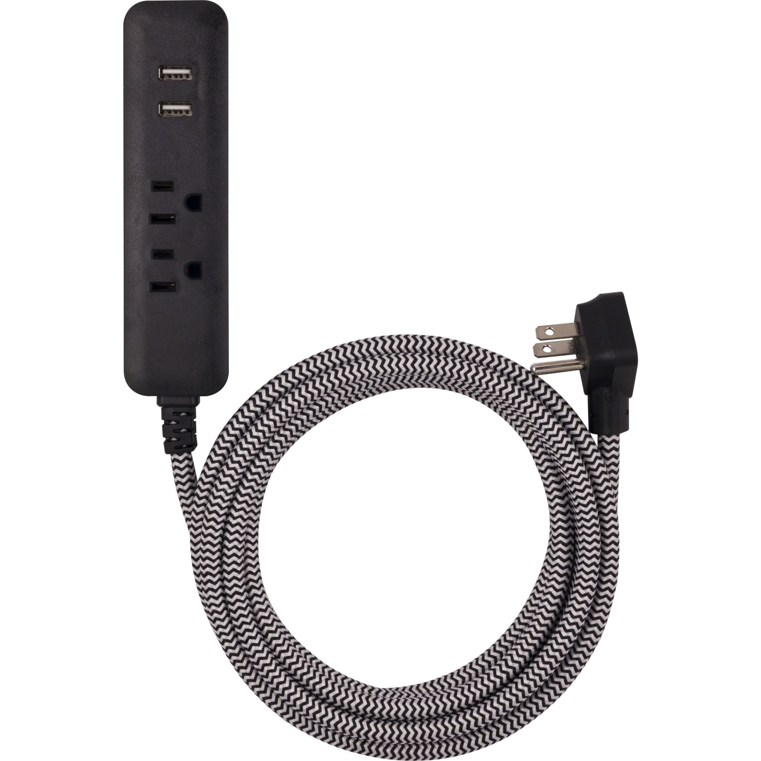 Cordinate 4-Outlet 16-Gauge USB Extension Cord With Surge Protection, 10ft, Black/White - Image 3