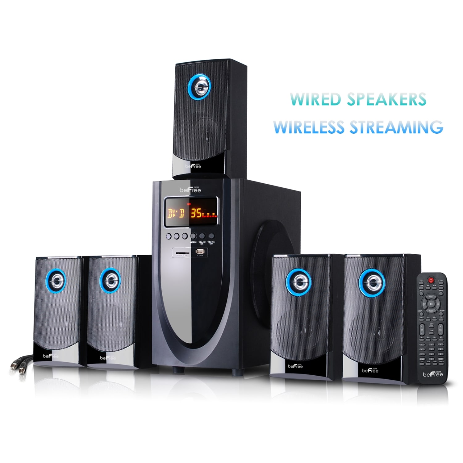 BeFree Sound BFS-520 5.1-Channel Surround Sound Bluetooth Speaker System, Black - Image 3