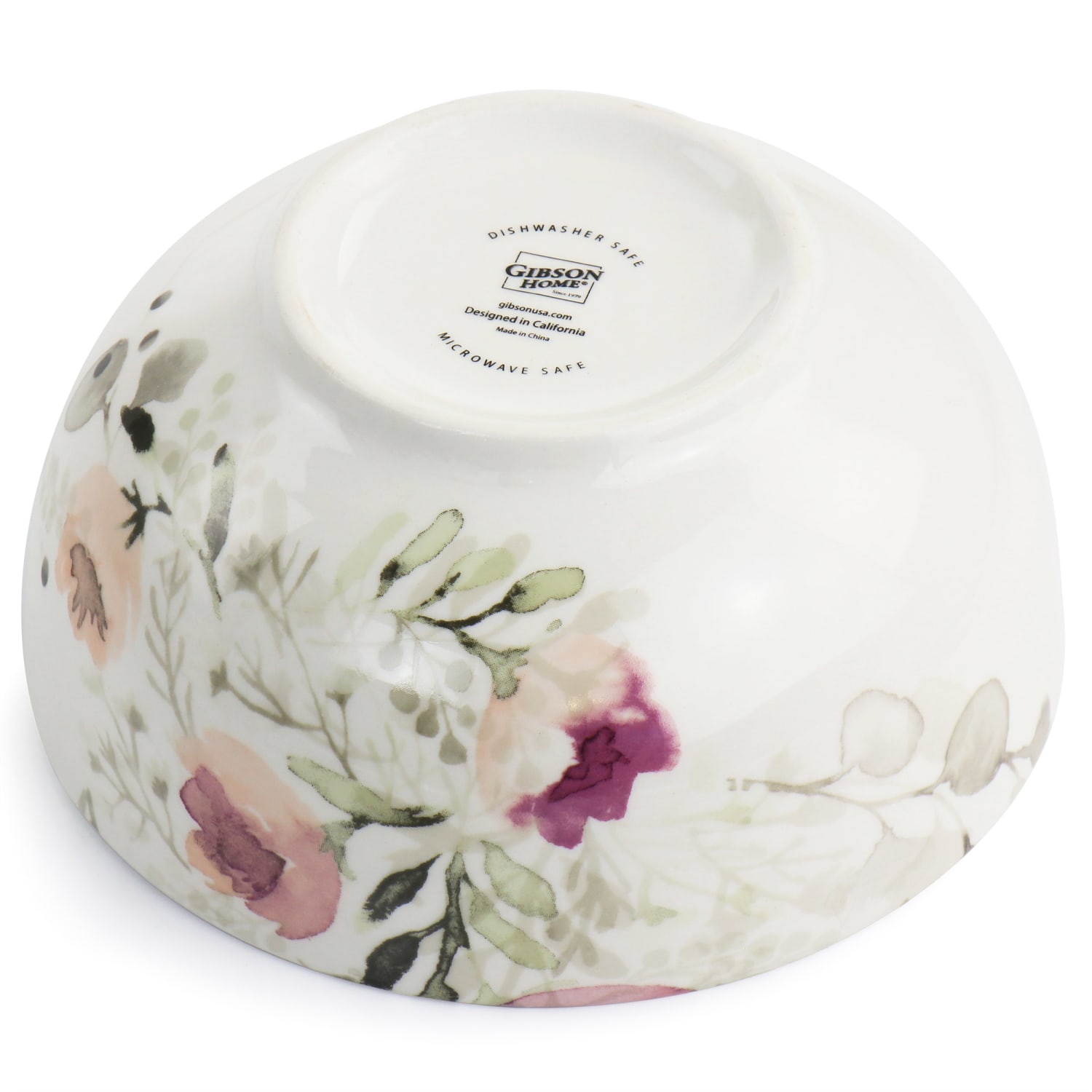 Gibson Home Lily Garden Ceramic 12-Piece Dinnerware Set, White/Pink - Image 6