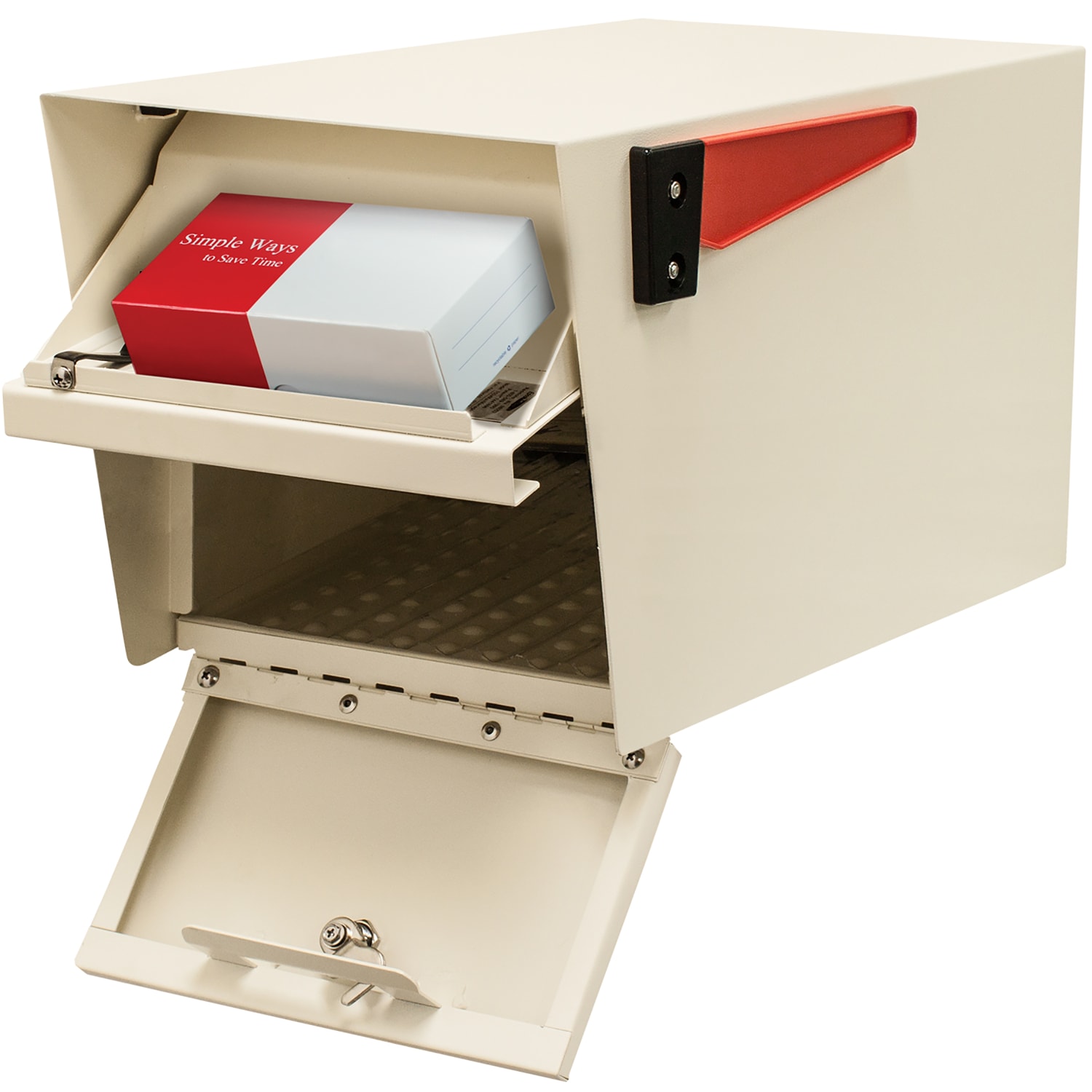 Mail Boss Mail Manager Locking Security Mailbox, 11-1/4inH x 10-3/4inW x 21inD, Off White - Image 4