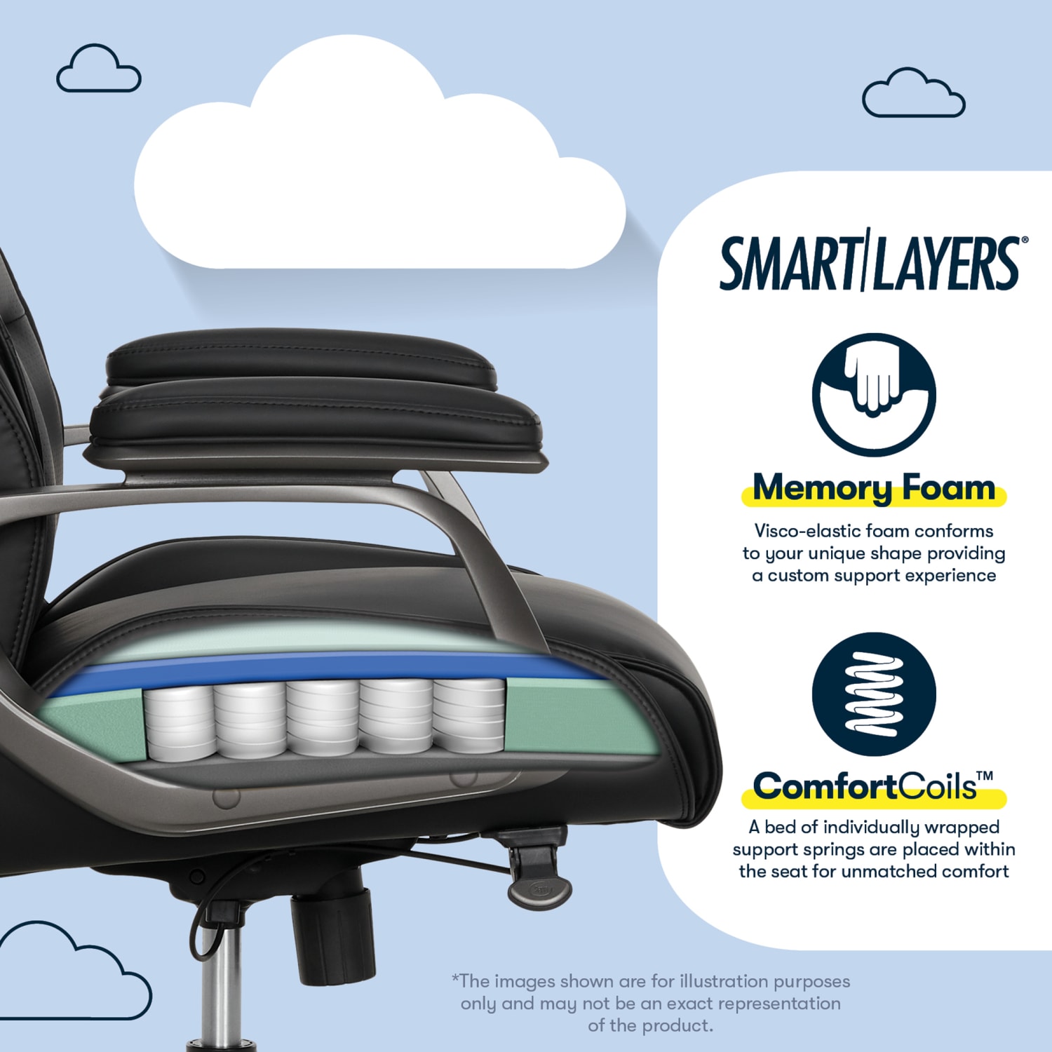 Serta® SmartLayers™ Mosby Ergonomic Vegan Leather High-Back Executive Office Chair, Black/Dark Gray, BIFMA Compliant - Image 6