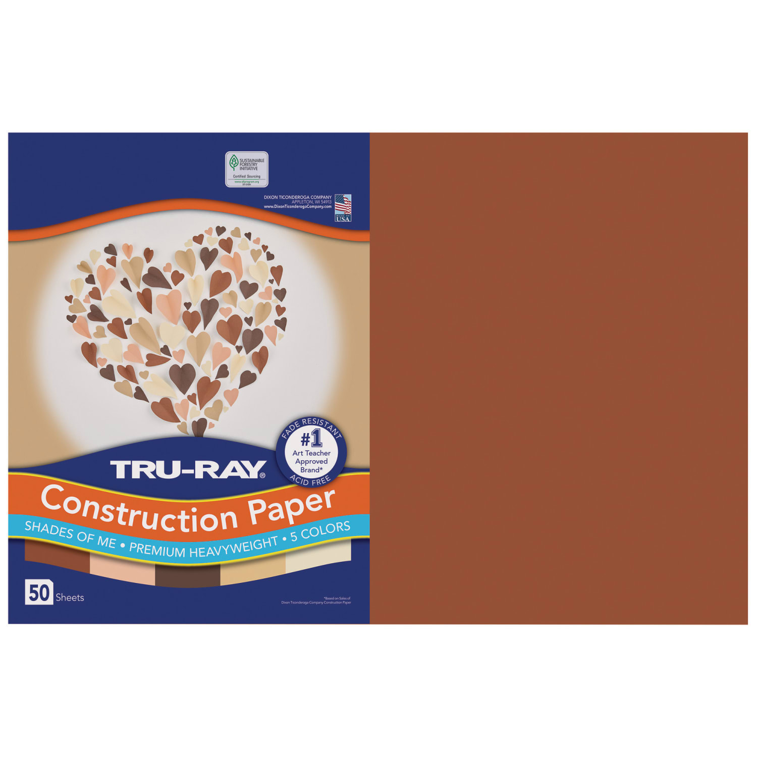 Tru-Ray Construction Paper, Heavyweight, 12in x 18in, 5 Assorted Skin Tone Colors, 50 Sheets Per Pack, Set Of 5 Packs - Image 3