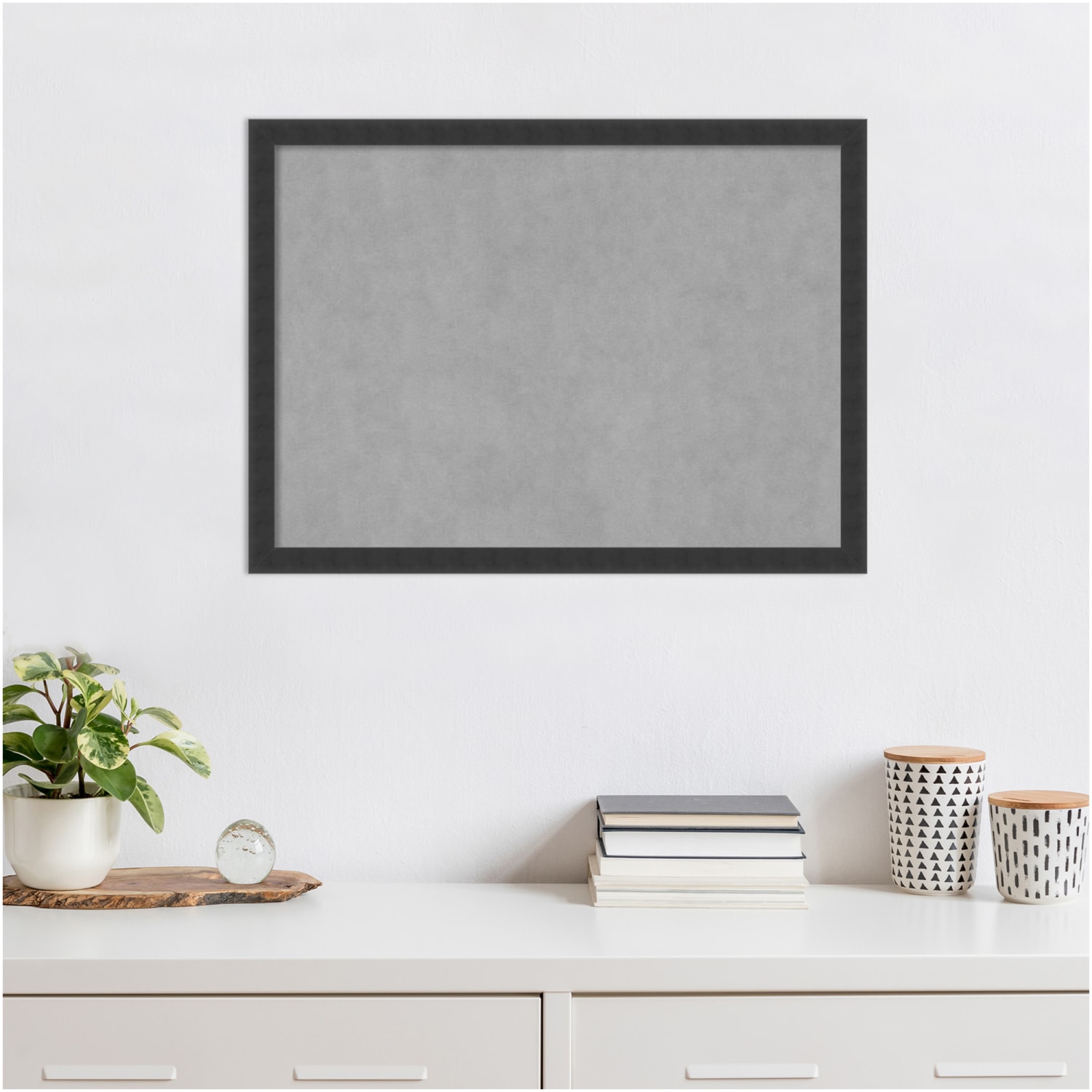 Amanti Art Magnetic Bulletin Board, Steel/Aluminum, 30in x 22in, Mezzanotte Black Wood Frame - Image 3