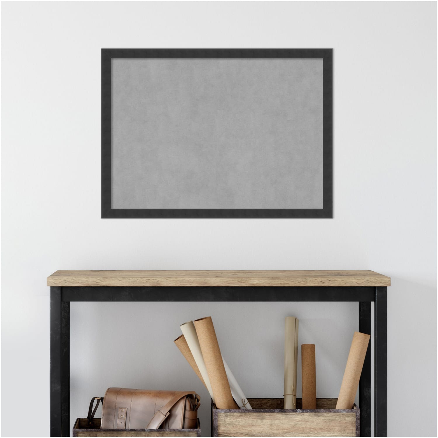 Amanti Art Magnetic Bulletin Board, Steel/Aluminum, 30in x 22in, Mezzanotte Black Wood Frame - Image 4