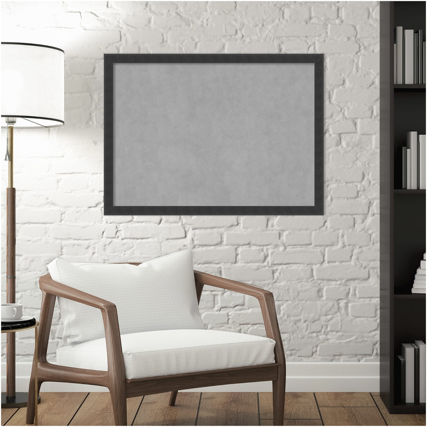 Amanti Art Magnetic Bulletin Board, Steel/Aluminum, 30in x 22in, Mezzanotte Black Wood Frame - Image 5