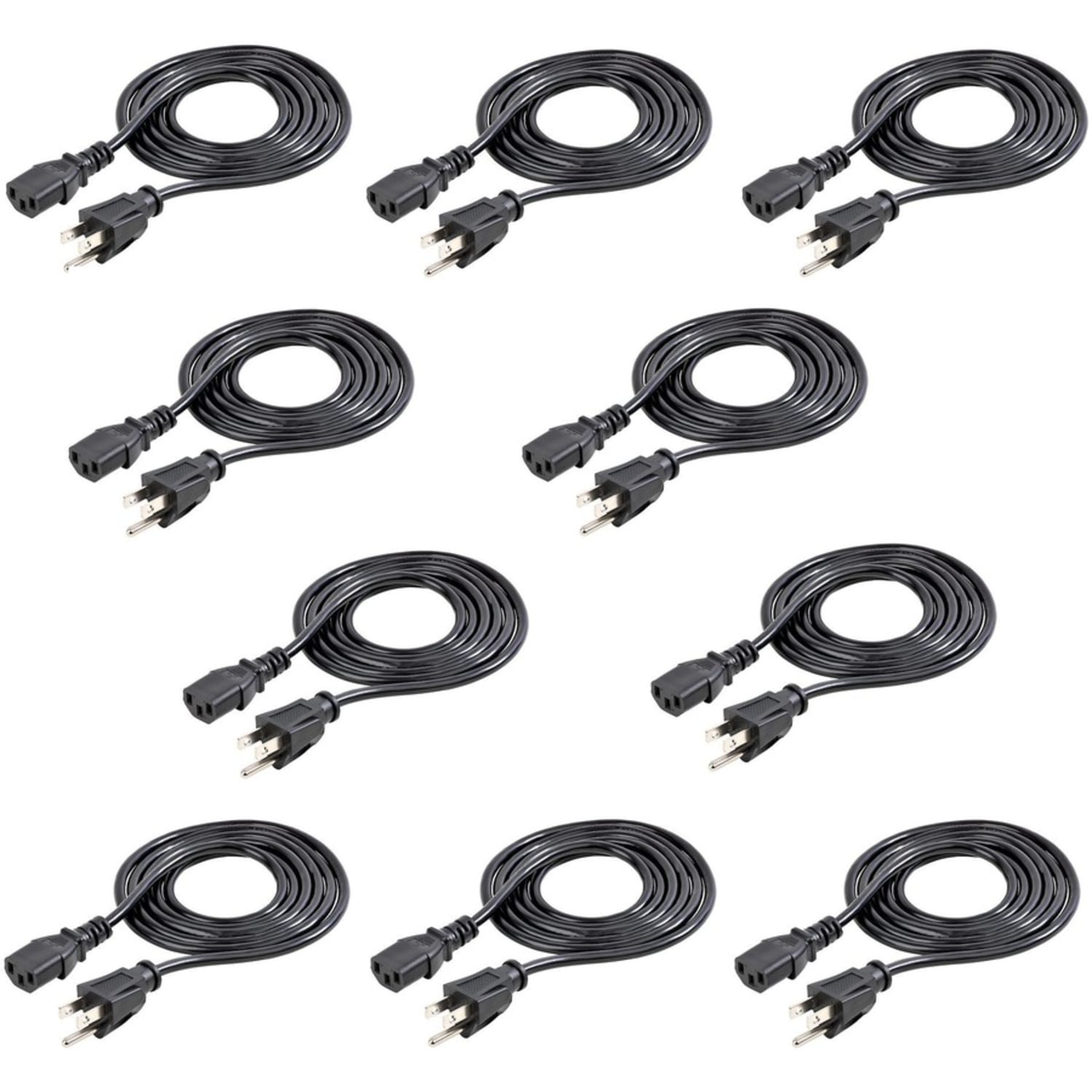StarTech.com 6 ft Standard Computer Power Cord - NEMA5-15P to C13 - Power cable - 10 Pack - 5-15 to C13 Power Cord - 6 ft Computer Power Cord - AC Power Cord - NEMA Power Cord - C13 Power Cable - 10 Pack - Image 3