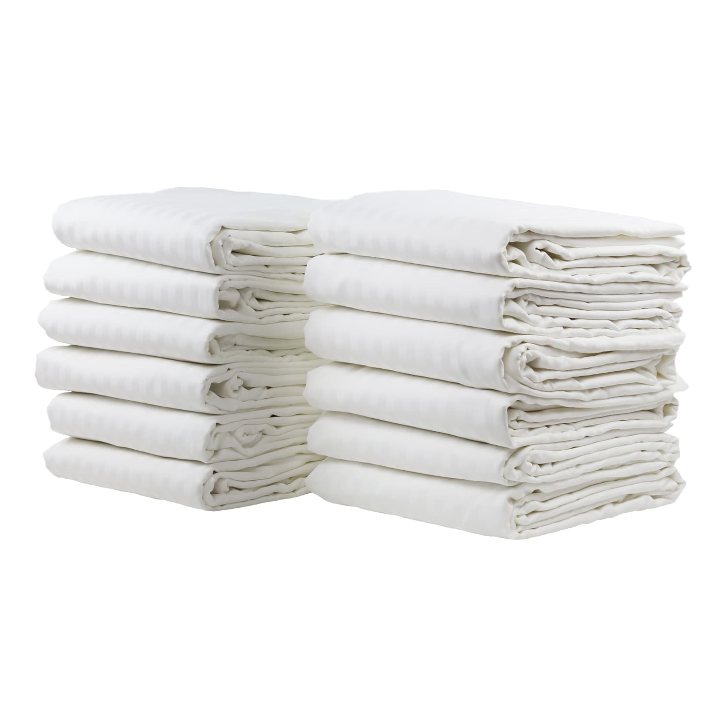 1888 Mills Lotus Satin Stripe Queen Flat Sheets, 96in x 120in, White, Pack Of 12 Sheets - Image 3