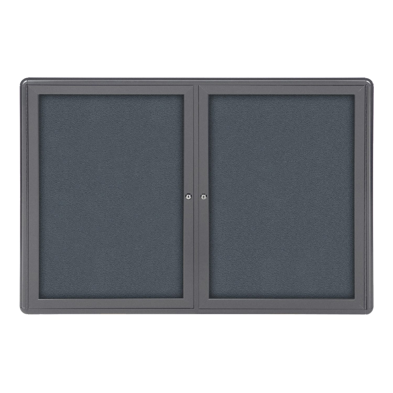 Ghent Ovation 2-Door Bulletin Board, Fabric, 34in x 47in, Gray, Gray Aluminum Frame