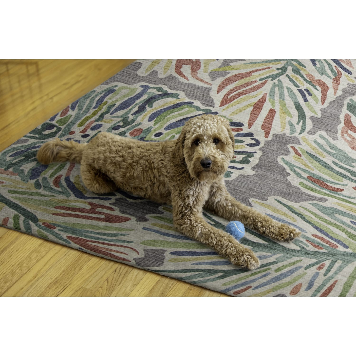 Linon Washable Outdoor Area Rug, Fernwood, 5ft x 7ft, Gray/Green - Image 5