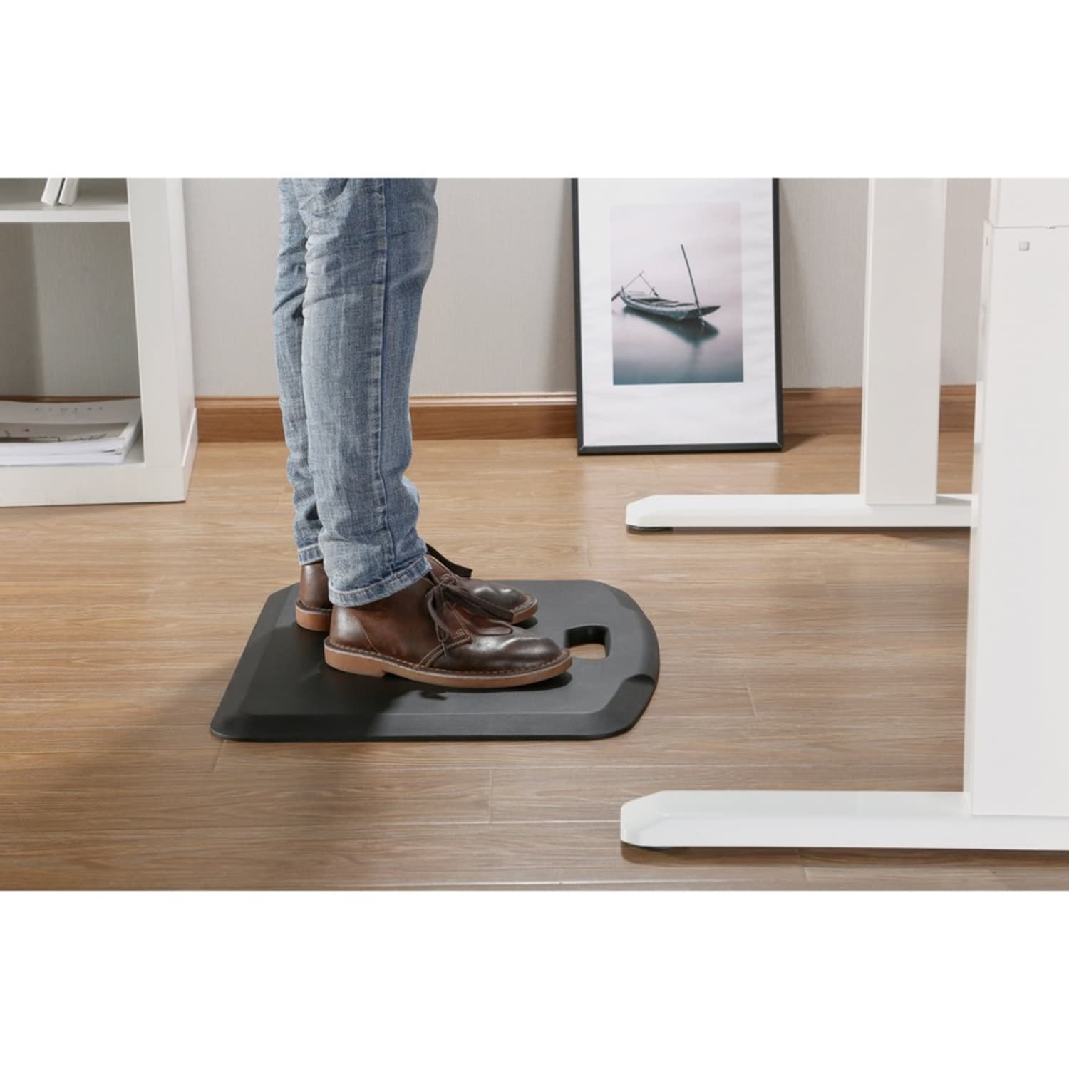 Amer Mounts Anti-Fatigue Portable Standing Mat - Floor - 22in x 18inx 0.750in Thickness - Rectangular - Polyurethane Foam, Rubberized, Gel - Black - Image 4