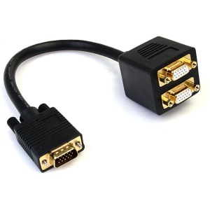 StarTech.com 1 ft VGA to 2x VGA Video Splitter Cable? M/F - Mirror the output from a VGA source to two VGA displays. - VGASPL1VV