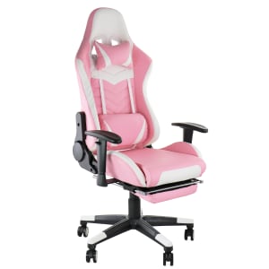 GameFitz Ergonomic Faux Leather Gaming Chair PinkWhite PopularChairscom   