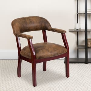 Flash Furniture Microfiber Conference Chair with Accent Nail Trim Bomber Jacket Brown PopularChairscom   
