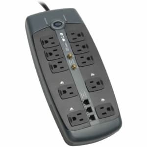 Eaton Tripp Lite Series Protect It! 10-Outlet Surge Protector, 8-ft. Cord, 3345 Joules, Tel/Modem/Coaxial Protection - TLP1008TELTV