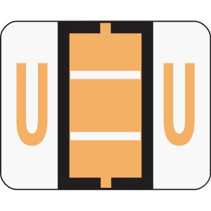 Smead BCCR Bar-Style Permanent Alphabetical Labels, U, Light Orange, Roll Of 500