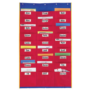 Learning Resources Organization Station Pocket Chart, 45in x 28 1/4in, Red/Blue, Grade 1 - Grade 3