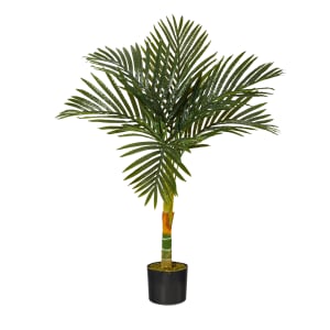 Nearly Natural Golden Cane Palm 36inH Artificial Plant With Planter, 36inH x 12inW x 12inD, Green/Black