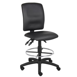 Boss Office Products LeatherPlus Bonded Leather Drafting Stool BlackChrome PopularChairscom   