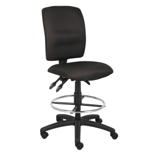 Boss Office Products Fabric Armless Drafting Stool, Black/Chrome