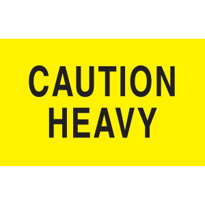 Tape Logic Preprinted Special Handling Labels, DL2101, "Caution Heavy", 5in x 3in, Bright Yellow, Roll Of 500