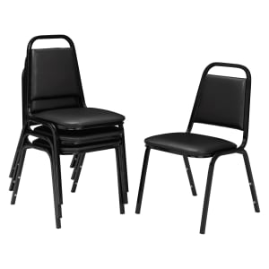 National Public Seating Square Back Padded Vinyl Seat Banquet Stack Chair 15 34in Seat Width Black SeatBlack Frame Set of 4 PopularChairscom   