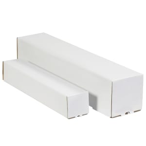 Partners Brand Square Mailing Tubes, 3inH x 3inW x 12inD, White, Pack Of 25