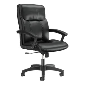 HON Ergonomic Bonded Leather Padded Loop Arm Executive Chair, Black
