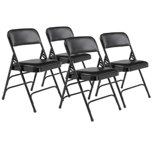 National Public Seating 1300 Series Premium Vinyl Upholstered Triple Brace Folding Chairs Black Set Of 4 Chairs PopularChairscom   