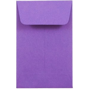 JAM PAPER #1 Coin Business Colored Envelopes, 2 1/4 x 3 1/2, Violet Purple Recycled, 25/Pack