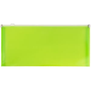 JAM Paper #10 Plastic Envelopes, Zipper Closure, Green, Pack Of 12