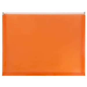 JAM Paper #10 Plastic Envelopes, Zipper Closure, Orange, Pack Of 12