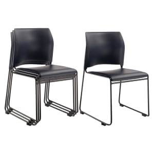 National Public Seating The Cafetorium Stackable Chairs BlueChrome Set Of 4 PopularChairscom   