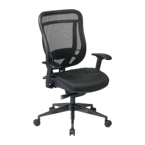 Office Star Space 818A Executive Bonded Leather High Back Chair BlackGunmetal PopularChairscom   