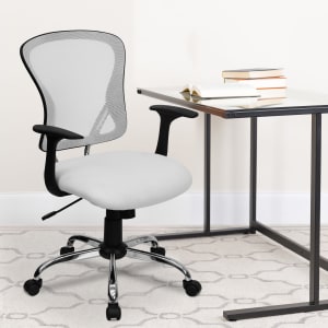 Flash Furniture Mesh Mid Back Task Chair WhiteBlackChrome PopularChairscom   