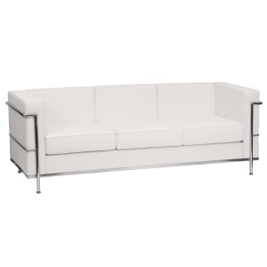 Flash Furniture HERCULES Regal Series Contemporary Leathersoft Sofa with Double Bar Encasing Frame Melrose White PopularChairscom   