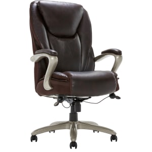 Serta Smart Layers Hensley Big  Tall Ergonomic Bonded Leather High Back Office Chair Roasted ChestnutSatin Nickel PopularChairscom   