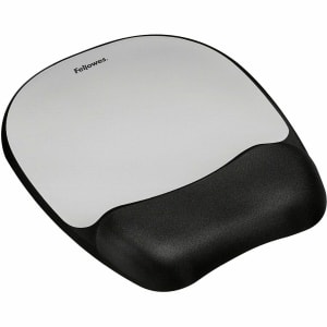 Fellowes Memory foam Mouse Pad/Wrist Rest- Silver Streak - Silver Streak - 1inx7.9inx9.3in Dimension - Silver - 9175801